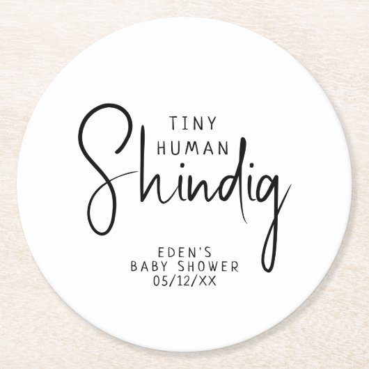 Einfache moderne, neutrale, winzige Menschenleucht Runder Pappuntersetzer (Vorderseite)