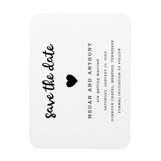 Einfache moderne Niedliche Herzhochzeit retten das Magnet (Vertikal)