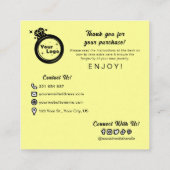 Einfache moderne Niedliche Pastel-Gelbe Juwelierpf Begleitkarte (Rückseite)