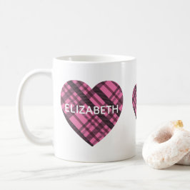 Einfache moderne, Niedliche Rosa Karierte Herzen G Kaffeetasse