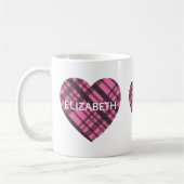 Einfache moderne, Niedliche Rosa Karierte Herzen G Kaffeetasse (Links)