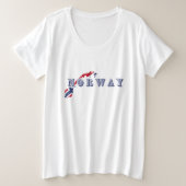 Einfache moderne norwegische Buchstabenflagge Souv Große Größe T-Shirt (Design vorne)