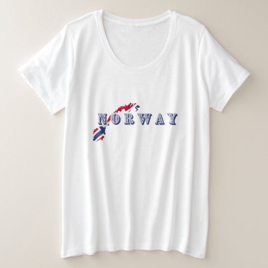 Einfache moderne norwegische Buchstabenflagge Souv Große Größe T-Shirt (Design vorne)