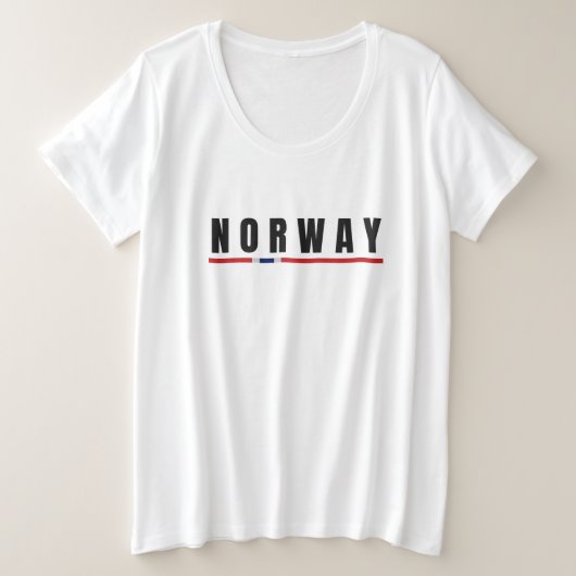 Einfache moderne norwegische Buchstabenflagge Souv Große Größe T-Shirt (Design vorne)