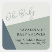 Einfache moderne Oh Baby Script Sage Green Tricolo Quadratischer Aufkleber (Vorderseite)
