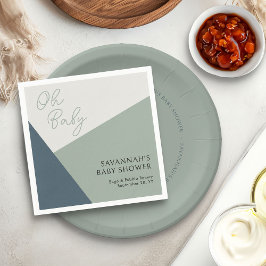 Einfache moderne Oh Baby Script Sage Green Tricolo Serviette