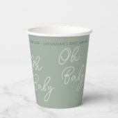Einfache moderne Oh Baby Script-Sage Grüne Dusche Pappbecher (Rückseite)