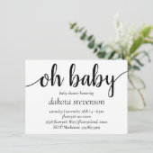 Einfache moderne Oh Baby | Skriptdusche geblüht Einladung (Stehend Vorderseite)