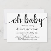 Einfache moderne Oh Baby | Skriptdusche geblüht Einladung (Vorderseite)