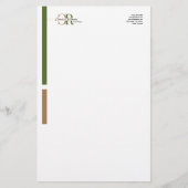Einfache, moderne Olive Green Gold Monogram Briefpapier (Vorderseite)