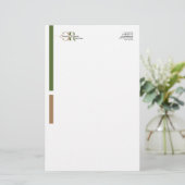 Einfache, moderne Olive Green Gold Monogram Briefpapier (Stehend Vorderseite)