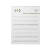 Einfache, moderne Olive Green Gold Monogram Linse Notizblock (Rotiert)