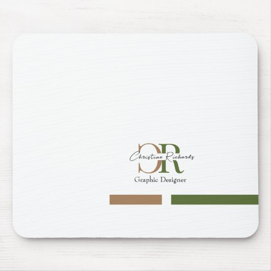 Einfache, moderne Olive Green Gold Monogram Mousepad (Vorne)