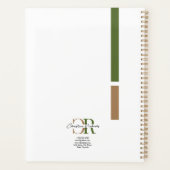 Einfache, moderne Olive Green Gold Monogram Planer (Rückseite)