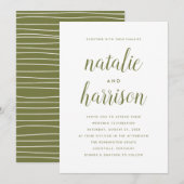 Einfache moderne Olive Green Script Hochzeit Einladung (Vorne/Hinten)