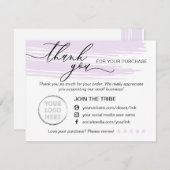Einfache moderne Online-Store-Lila kleine Unterneh Dankeskarte (Vorne/Hinten)