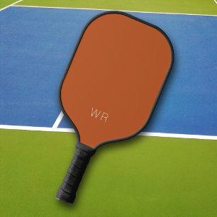 Einfache, moderne orange-braune Monogramm-Initiale Pickleball Schläger