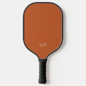 Einfache, moderne orange-braune Monogramm-Initiale Pickleball Schläger (Rückseite)