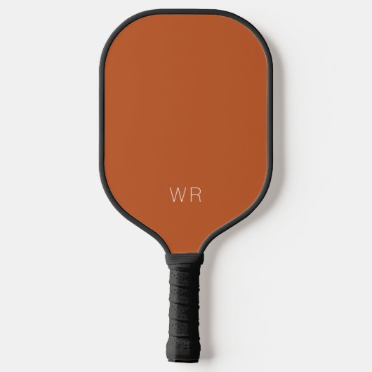 Einfache, moderne orange-braune Monogramm-Initiale Pickleball Schläger (Rückseite)