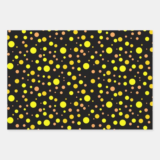 Einfache moderne orange gelbe Goldpolka-Punkte Geschenkpapier Set (Vorderseite 2)