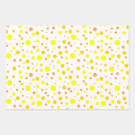 Einfache moderne orange gelbe Goldpolka-Punkte Geschenkpapier Set