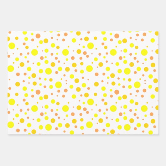 Einfache moderne orange gelbe Goldpolka-Punkte Geschenkpapier Set (Vorderseite)