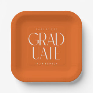 Einfache moderne Orange Graduierungspartei Pappteller