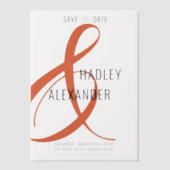 Einfache moderne ORANGE Overlay-Hochzeit speichern Pergament Einladungen (Vorderseite)