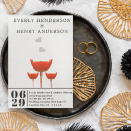 Einfache moderne Orange Poppies & Hearts Wedding Einladung