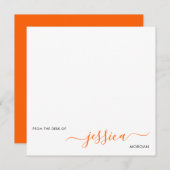 Einfache, moderne Orange-Schrift Mitteilungskarte (Vorne/Hinten)