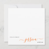 Einfache, moderne Orange-Schrift Mitteilungskarte (Vorderseite)