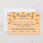 Einfache moderne Orange Thema Niedlich Citrus Baby RSVP Karte (Vorderseite)