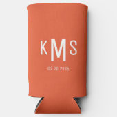 Einfache moderne Orange & White Monogram Hochzeit Selters Dosenkühler (Vorderseite)