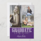 Einfache moderne Partei für den Lila Foto Einladung (Rückseite)