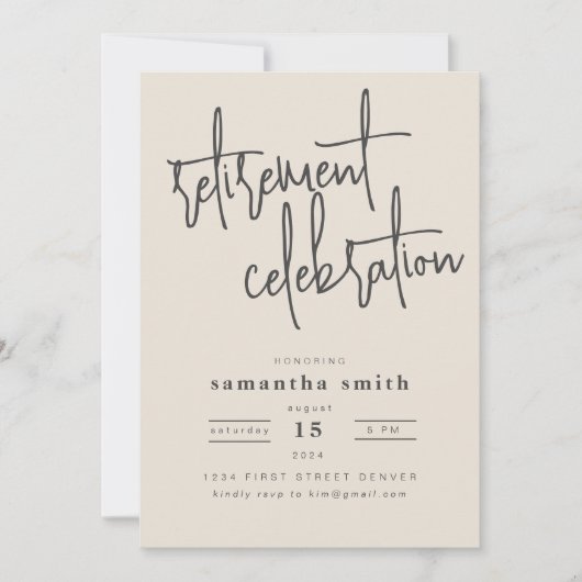 Einfache moderne Party Einladung der Altersvorsorg (Vorderseite)