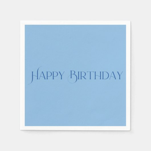 Einfache moderne Pastel Light Blue Happy Geburtsta Serviette (Vorderseite)