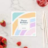 Einfache moderne Pastel Rainbow Happy Birthday Serviette (Beispiel)