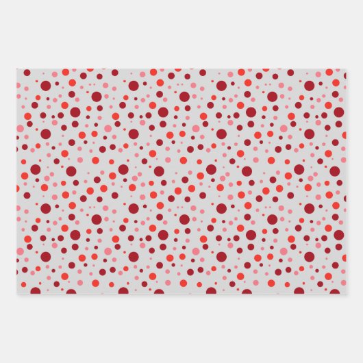 Einfache moderne Pastel Ruby Red Cranberry Polka D Geschenkpapier Set (Vorderseite 3)