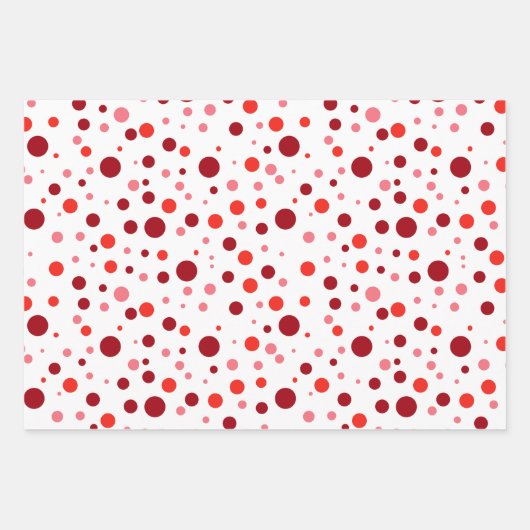 Einfache moderne Pastel Ruby Red Cranberry Polka D Geschenkpapier Set (Vorderseite)