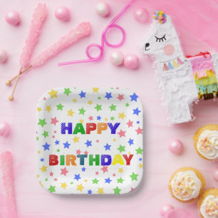 Einfache moderne Pastel Star Geburtstagsparty Pappteller