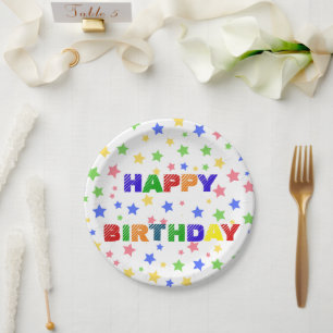 Einfache moderne Pastel Star Geburtstagsparty Pappteller