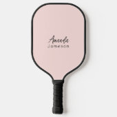 Einfache, moderne Pastell Pink-Mit Monogramm Bezei Pickleball Schläger (Rückseite)