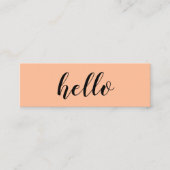 Einfache, moderne Peach Hello QR Code Mini Visitenkarte (Vorderseite)