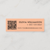 Einfache, moderne Peach Hello QR Code Mini Visitenkarte (Rückseite)