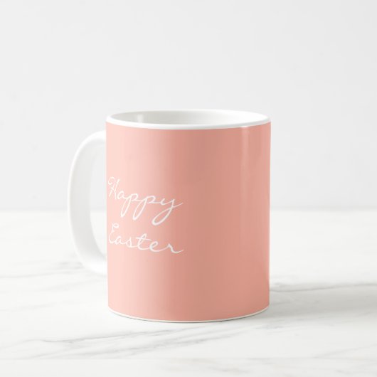 Einfache moderne Peach Monogram Happy Ostergeschen Kaffeetasse (Vorderseite Links)