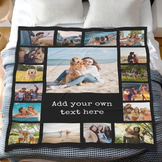 Einfache moderne Personalisierte 17-FotoCollage Fleecedecke
