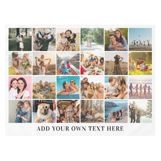 Einfache moderne Personalisierte 24-FotoCollage Tischdecke (Vorderseite (Horizontal))
