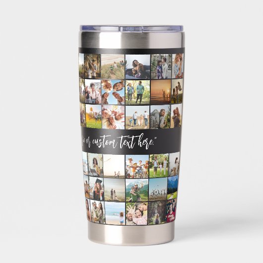 Einfache moderne Personalisierte 72-Foto Collage Thermobecher (Rückseite)