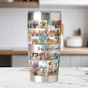 Einfache moderne Personalisierte 72-Foto Collage Thermobecher