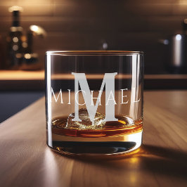 Einfache moderne Personalisierte Bezeichnung Initi Whiskyglas